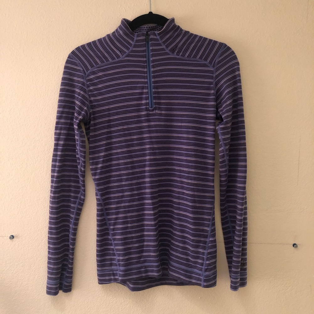 Smartwool Purple striped half-zip pullover